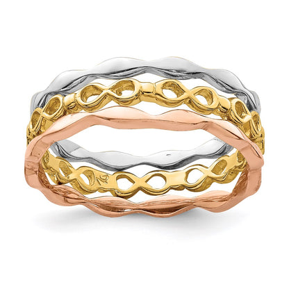 14k yellow white rose gold set of 3 stackable rings r659