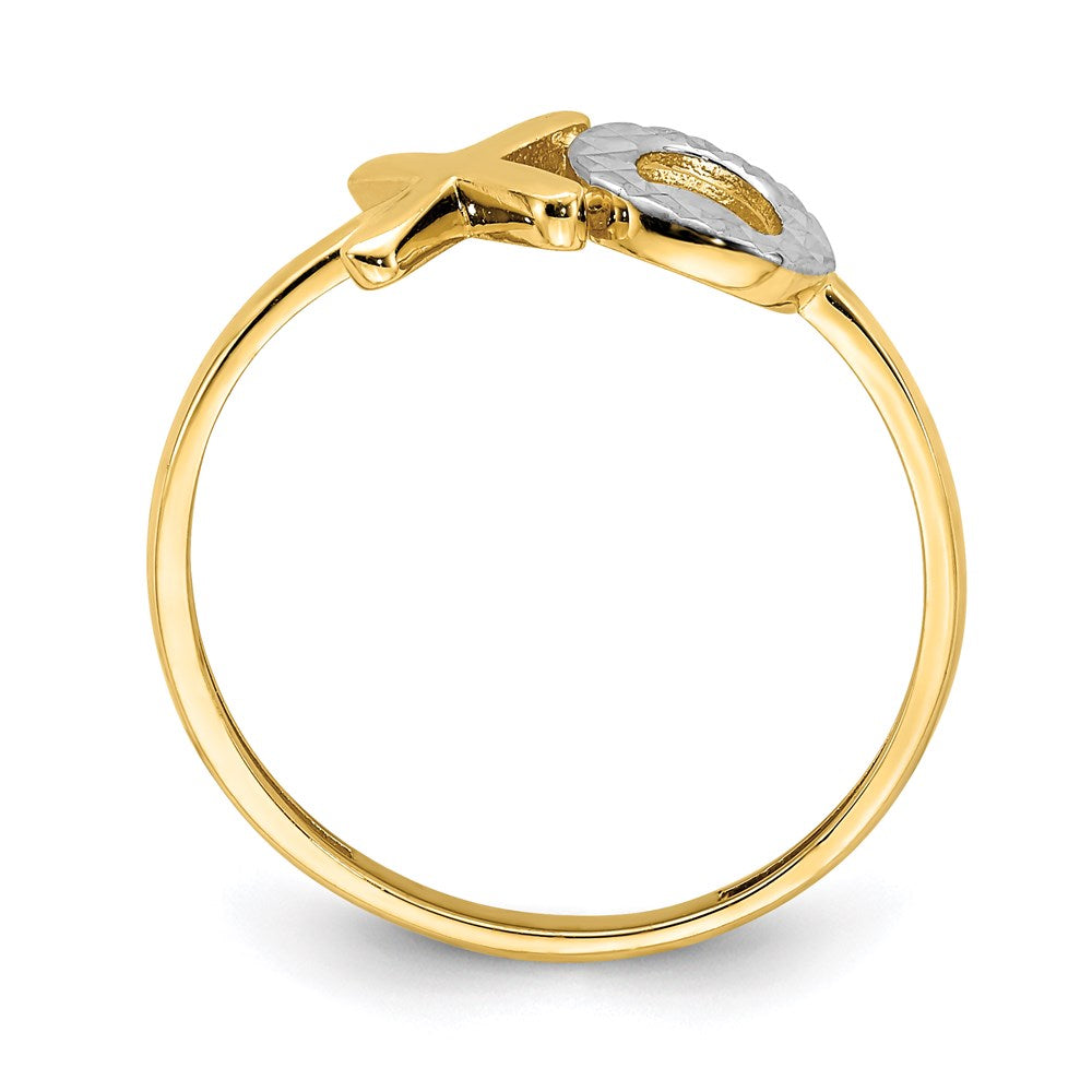 14k Yellow Gold & White Rhodium X & O Ring