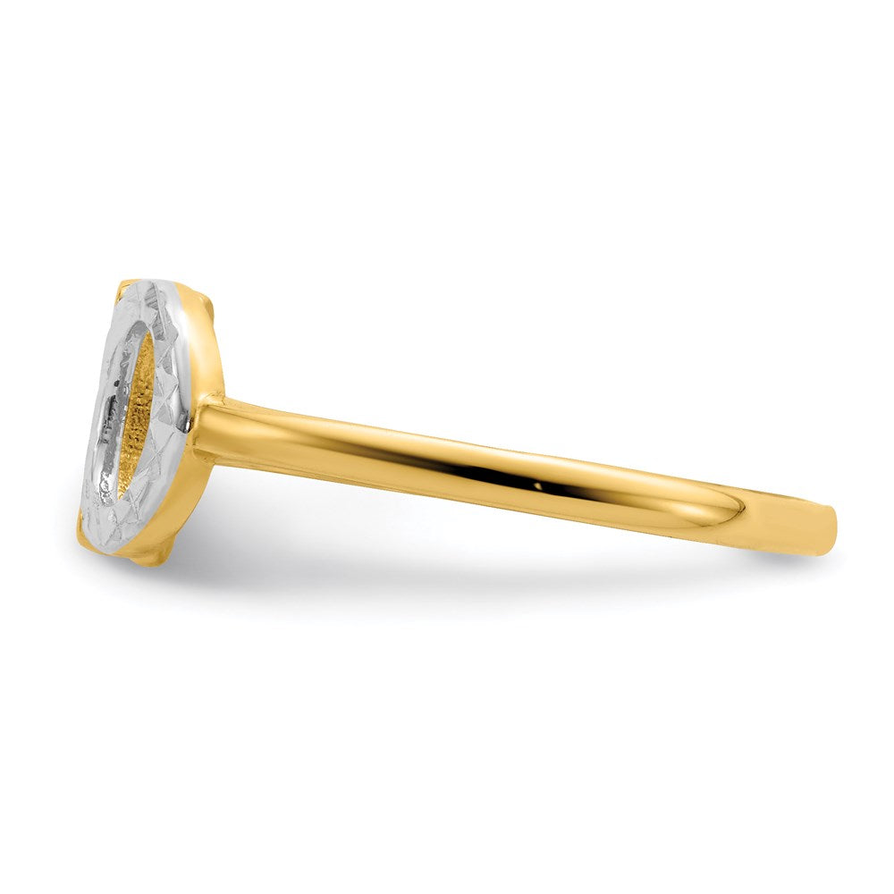 14k Yellow Gold & White Rhodium X & O Ring