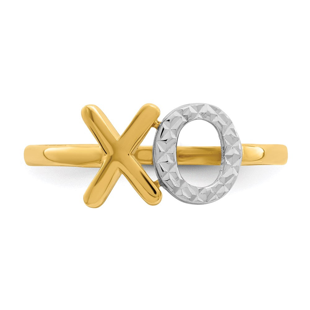 14k Yellow Gold & White Rhodium X & O Ring