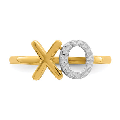 14k Yellow Gold & White Rhodium X & O Ring