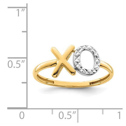 14k Yellow Gold & White Rhodium X & O Ring