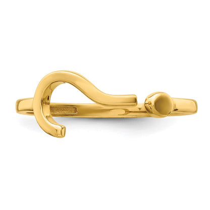 14K Yellow Gold Question Mark Adjustable Ring