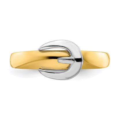14k Yellow Gold w/Rhodium Belt Buckle Ring