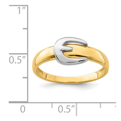 14k Yellow Gold w/Rhodium Belt Buckle Ring