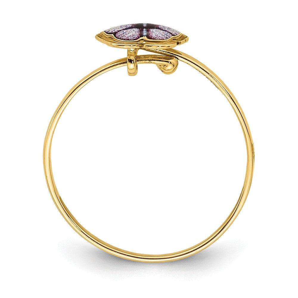 14K Yellow Gold Enamel Butterfly Children's Ring