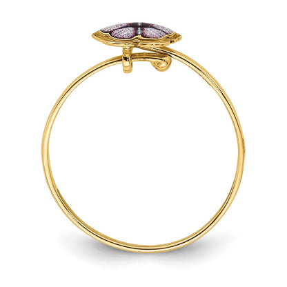 14K Yellow Gold Enamel Butterfly Children's Ring