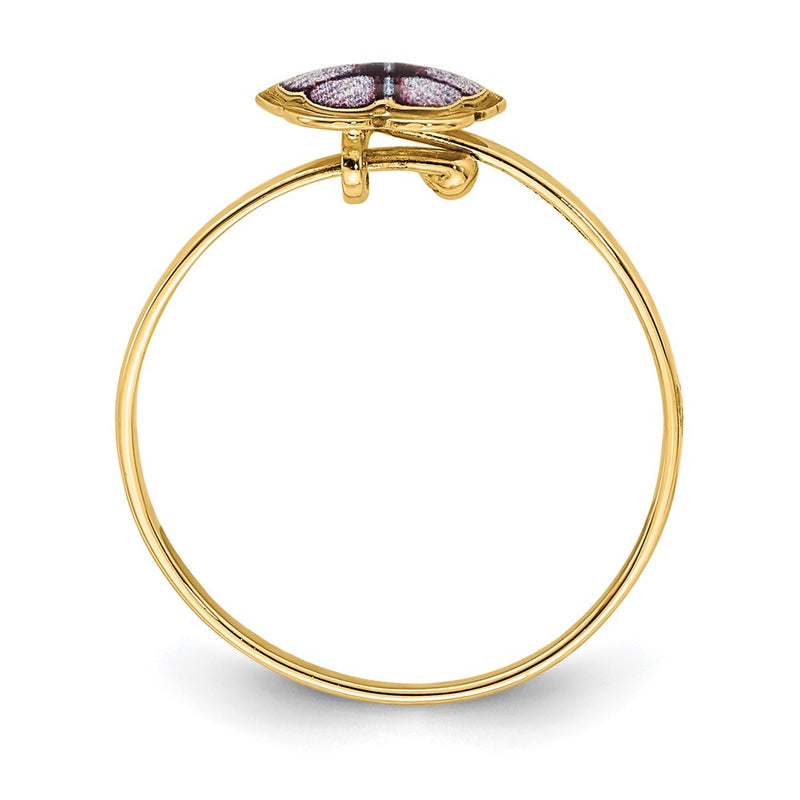 14K Yellow Gold Enamel Butterfly Children's Ring