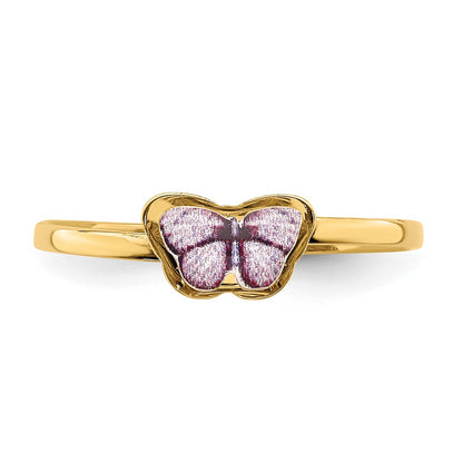14K Yellow Gold Enamel Butterfly Children's Ring