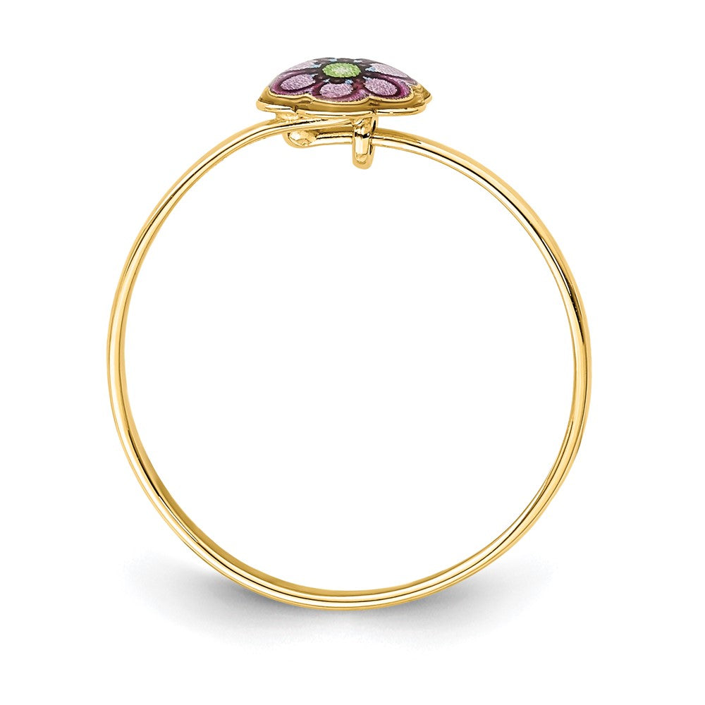 14K Yellow Gold Enamel Flower Children's Ring