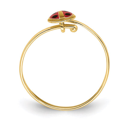 14K Yellow Gold Enamel Ladybug Children's Ring