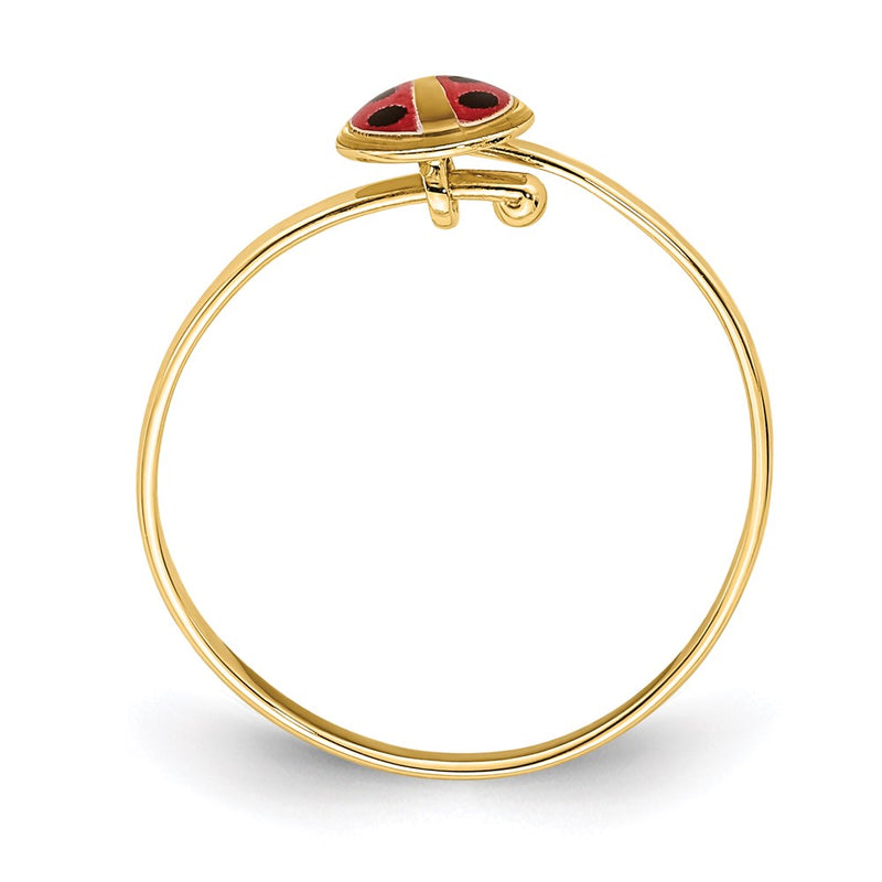 14K Yellow Gold Enamel Ladybug Children's Ring