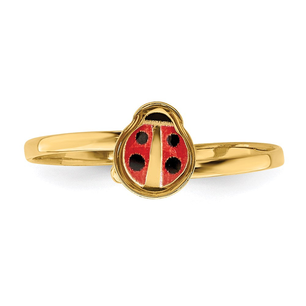 14K Yellow Gold Enamel Ladybug Children's Ring