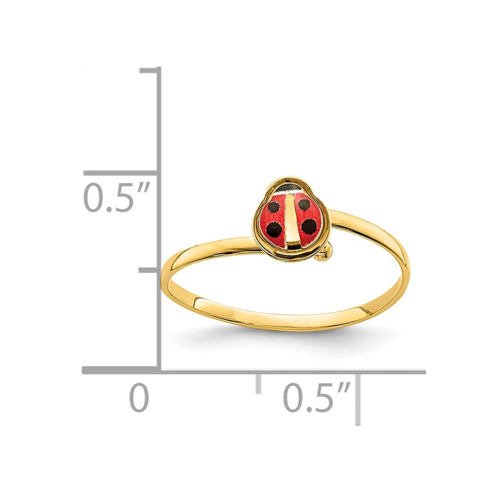 14K Yellow Gold Enamel Ladybug Children's Ring