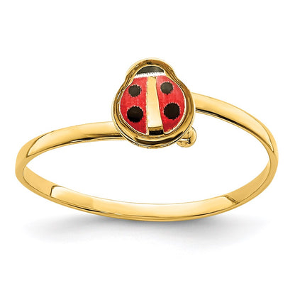 14K Yellow Gold Enamel Ladybug Children's Ring