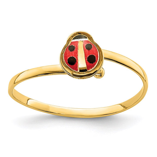 14K Yellow Gold Enamel Ladybug Children's Ring