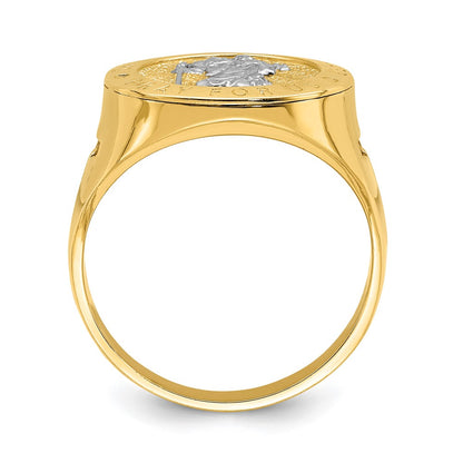 14k Yellow Gold w/Rhodium Saint Christopher Ring