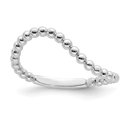 14K White Gold Beaded Waved Ring
