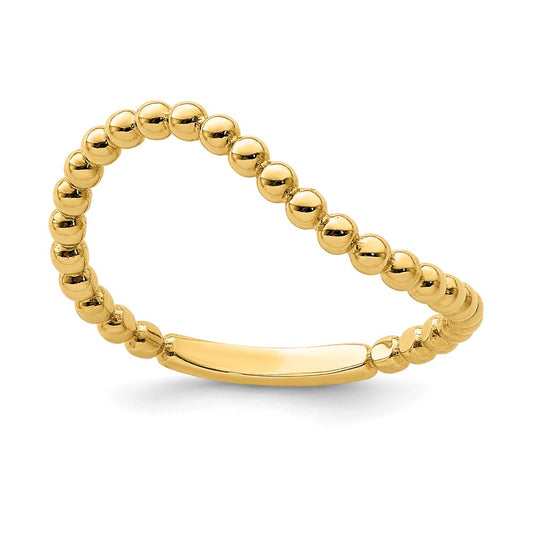 14K Yellow Gold Beaded Waved Ring