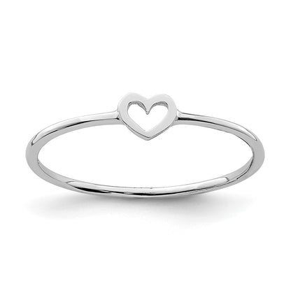 14K White Gold Polished Heart Ring