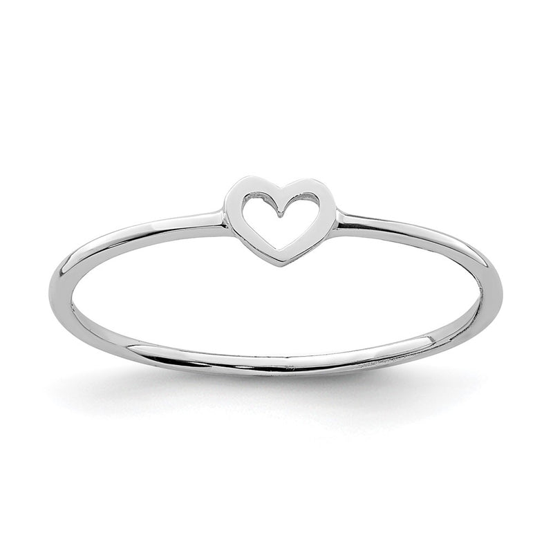 14K White Gold Polished Heart Ring