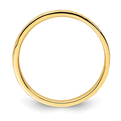 14K Yellow Gold Polished Floral Band