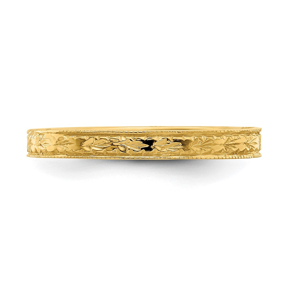 14K Yellow Gold Polished Floral Band