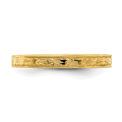 14K Yellow Gold Polished Floral Band