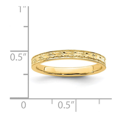 14K Yellow Gold Polished Floral Band