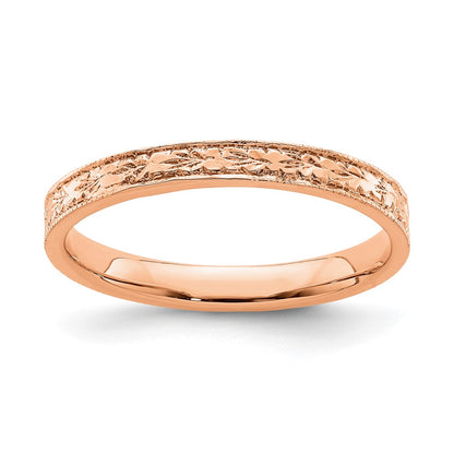 14K Rose Gold Polished Floral Band