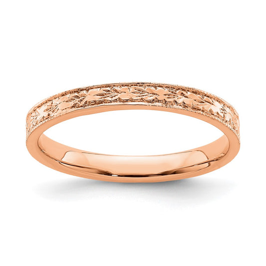 14K Rose Gold Polished Floral Band