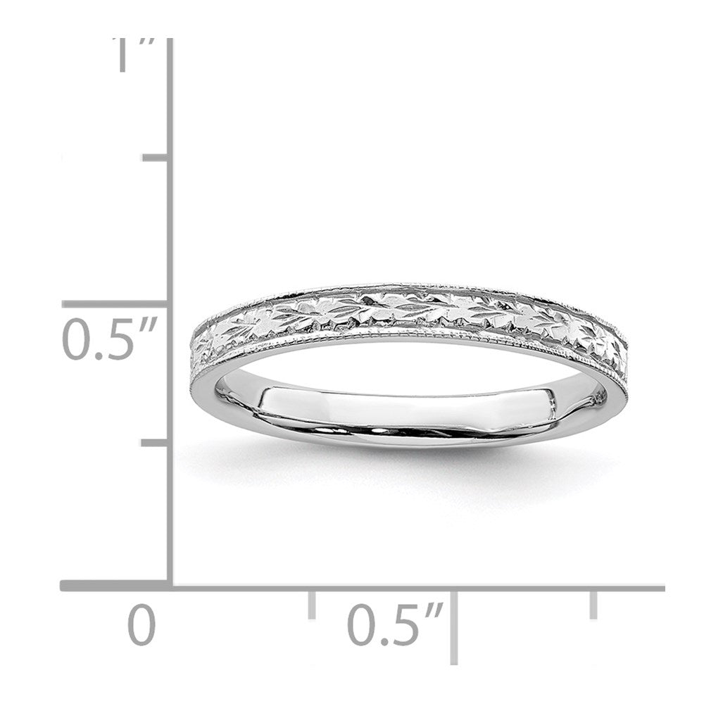 14K White Gold Polished Floral Band