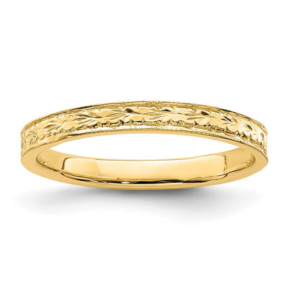 14K Yellow Gold Polished Floral Band