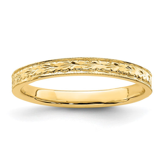 14K Yellow Gold Polished Floral Band