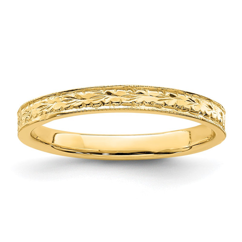 14K Yellow Gold Polished Floral Band