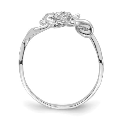 14K White Gold Polished / Textured / 2-D Seahorse Ring (Size 7)
