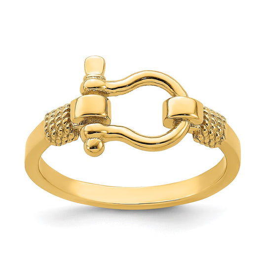 14K Yellow Gold Shackle w/ Rope Edge Ring (Size 7)