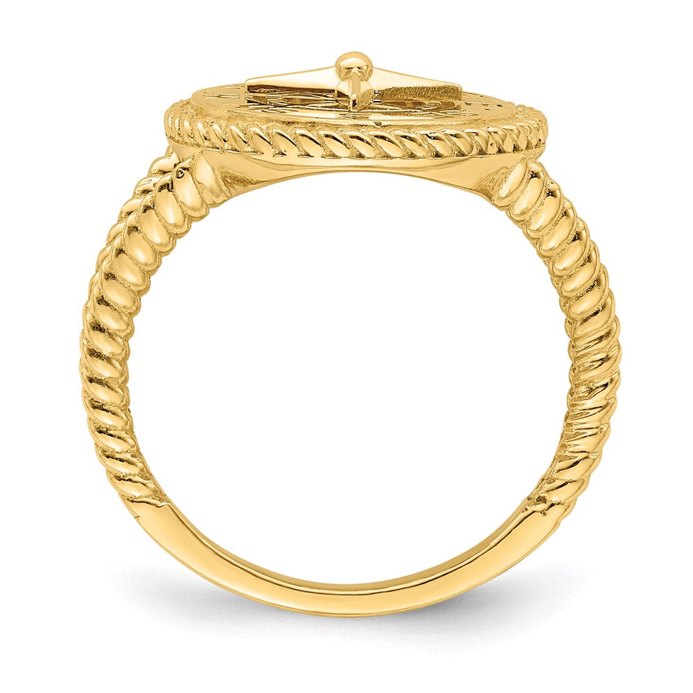 14K Yellow Gold Nautical Compass Rope Ring