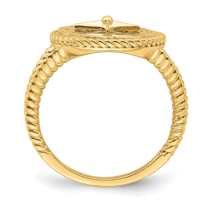 14K Yellow Gold Nautical Compass Rope Ring