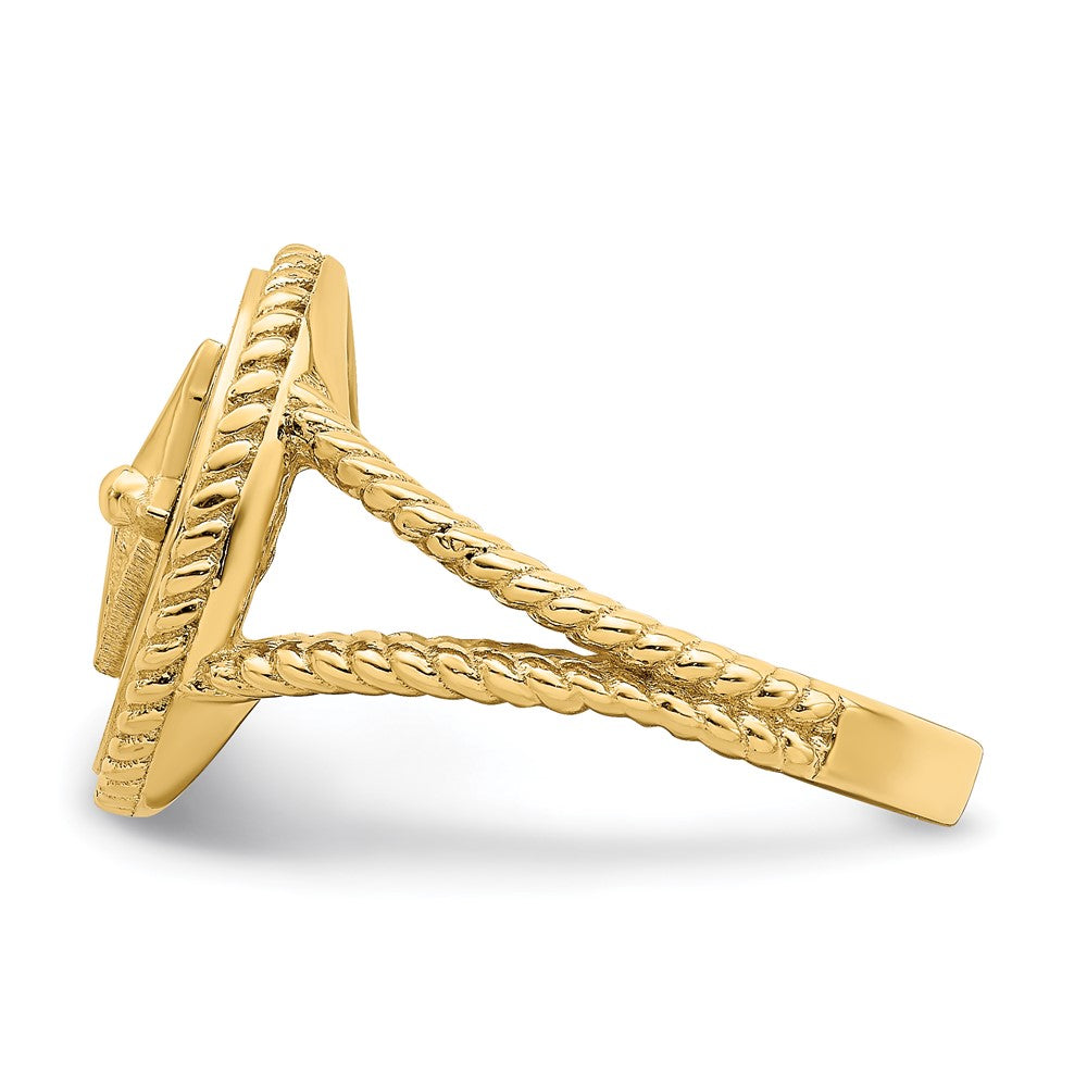 14K Yellow Gold Nautical Compass Rope Ring