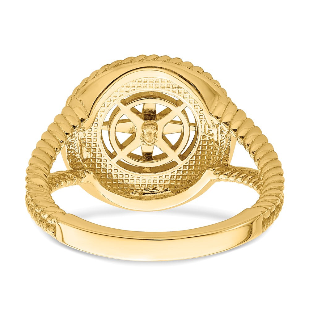 14K Yellow Gold Nautical Compass Rope Ring