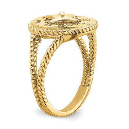 14K Yellow Gold Nautical Compass Rope Ring