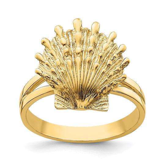 14K Yellow Gold Lion's Paw Shell Ring