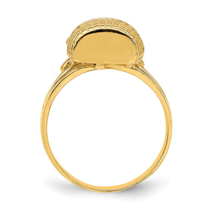 14K Yellow Gold 2-D Flat Back Basket Ring