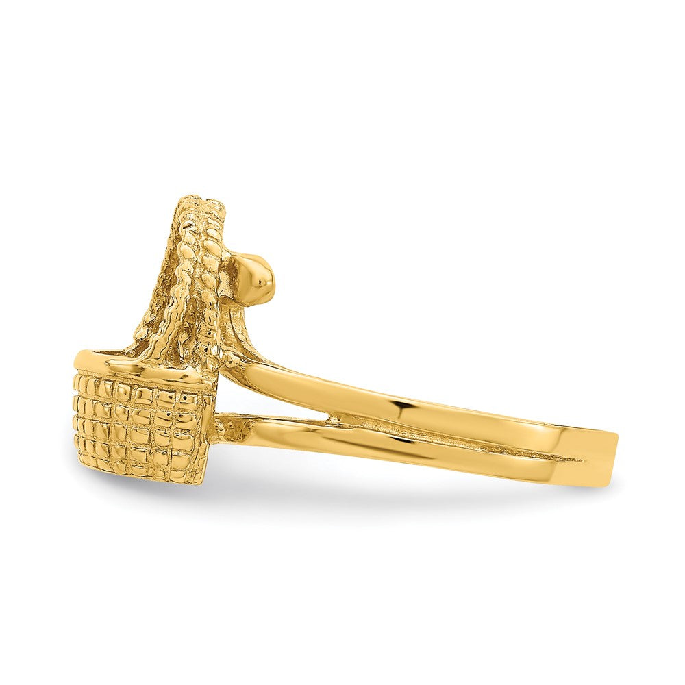 14K Yellow Gold 2-D Flat Back Basket Ring