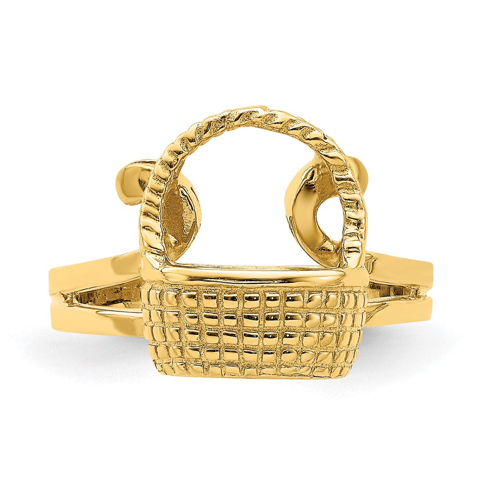 14K Yellow Gold 2-D Flat Back Basket Ring
