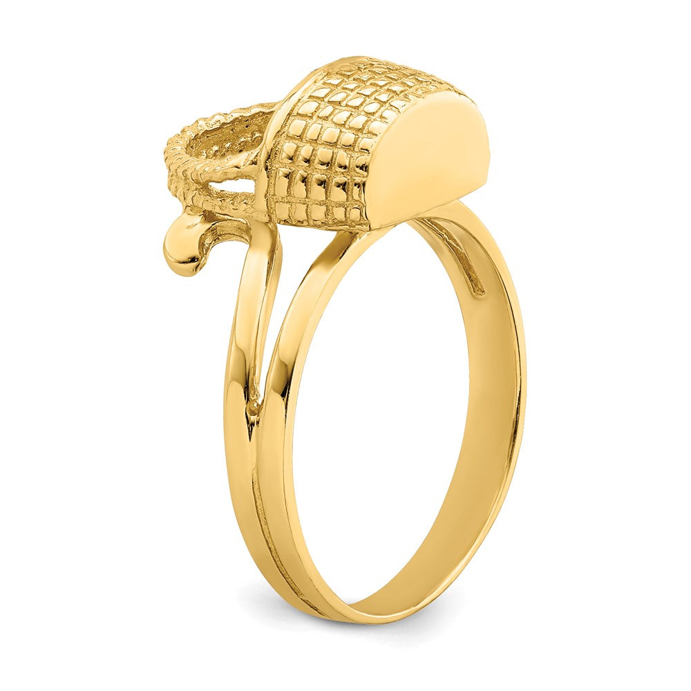 14K Yellow Gold 2-D Flat Back Basket Ring