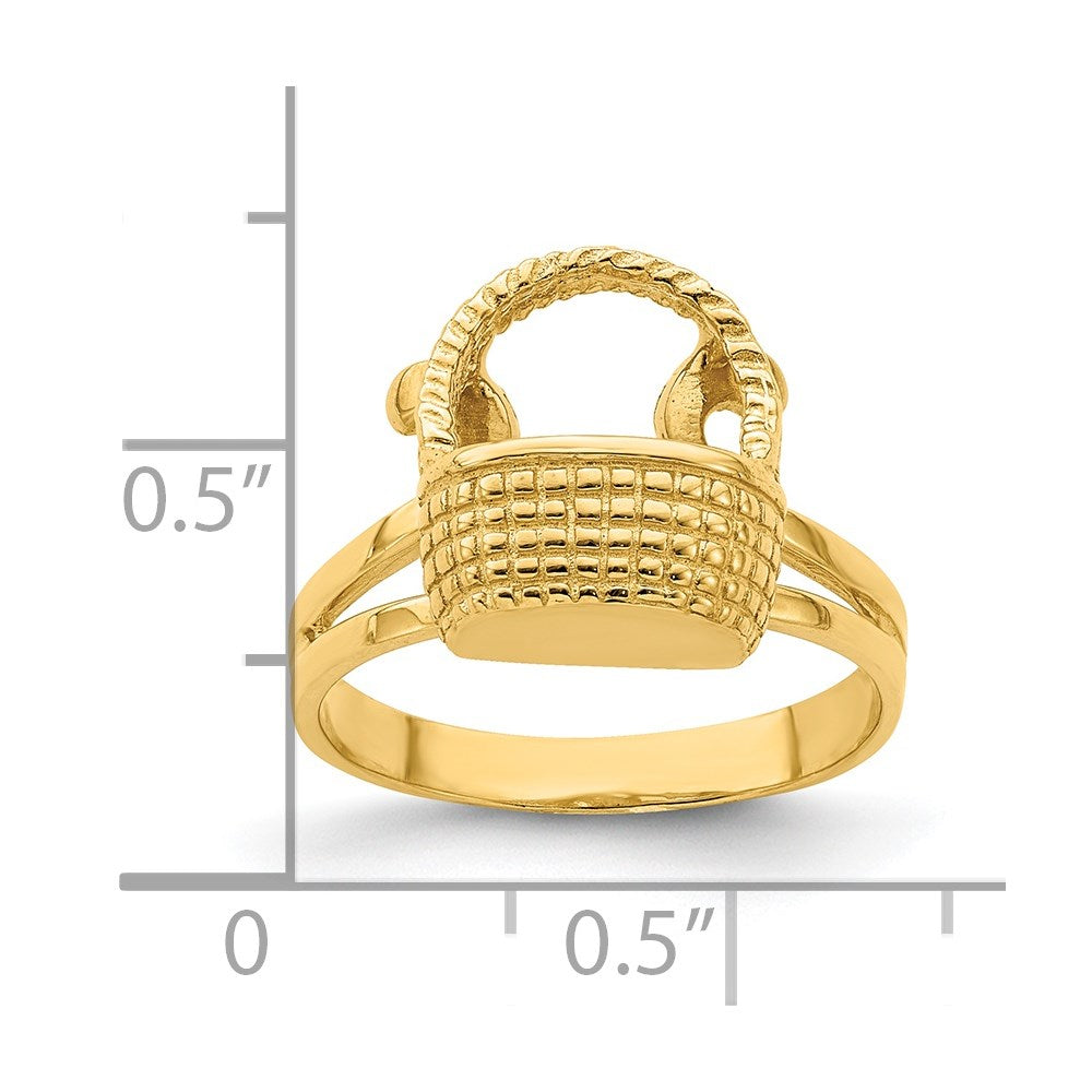 14K Yellow Gold 2-D Flat Back Basket Ring
