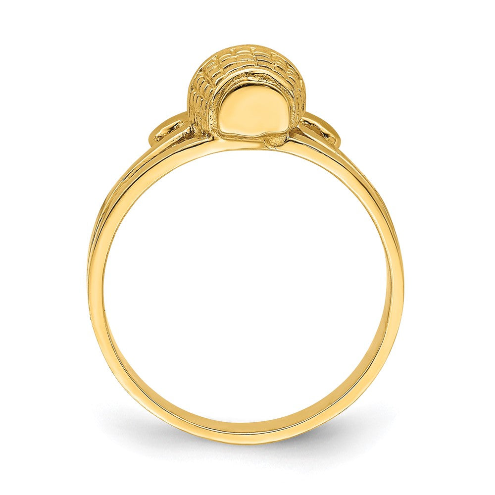 14K Yellow Gold 2-D Flat Back Mini Basket Ring