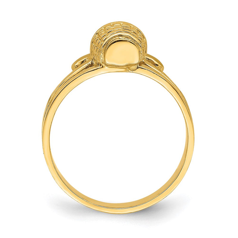 14K Yellow Gold 2-D Flat Back Mini Basket Ring